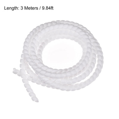 Harfington Uxcell Flexible Spiral Tube Wrap Cable Management Sleeve 8mm x 10mm Computer Wire Manage Cord 3 Meters Length White
