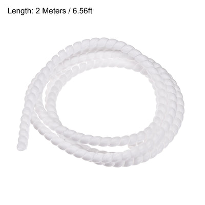 Harfington Uxcell Flexible Spiral Tube Wrap Cable Management Sleeve 10mm x 12mm Computer Wire Manage Cord 2 Meters Length White