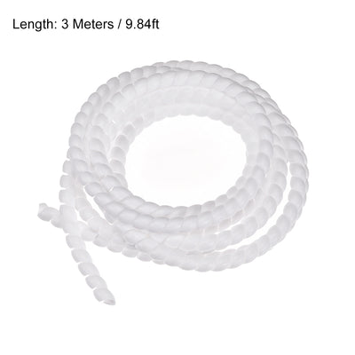 Harfington Uxcell Flexible Spiral Tube Wrap Cable Management Sleeve 10mm x 12mm Computer Wire Manage Cord 3.0 Meters Length White