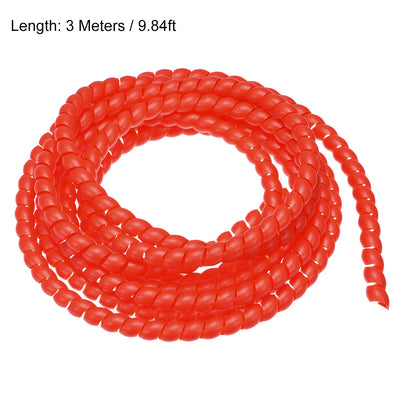 Harfington Uxcell Flexible Spiral Tube Wrap Cable Management Sleeve 10mm x 12mm Computer Wire Manage Cord 3 Meters Length Red