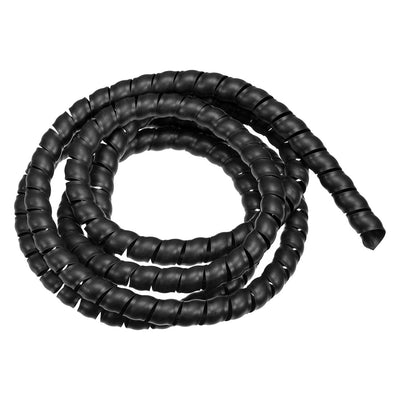 Harfington Uxcell Flexible Spiral Tube Wrap Cable Management Sleeve 16mm x 19mm Computer Wire Manage Cord 2 Meters Length Black