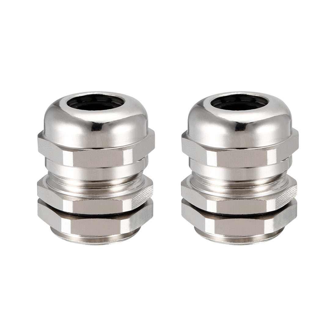 uxcell Uxcell M18 Cable Gland Waterproof Joint Adjustable Locknut Silver Tone for 5mm-10mm Dia Cable Wire 2 Pcs