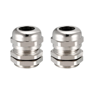 Harfington Uxcell M18 Cable Gland Waterproof Joint Adjustable Locknut Silver Tone for 5mm-10mm Dia Cable Wire 2 Pcs