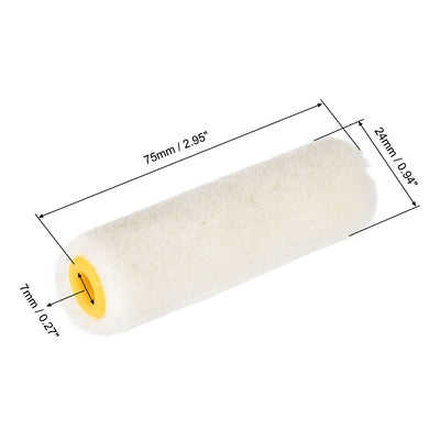 Harfington Uxcell Paint Roller Cover 3 Inch 75mm Mini Wool Brush for Household Wall Painting Treatment 3pcs
