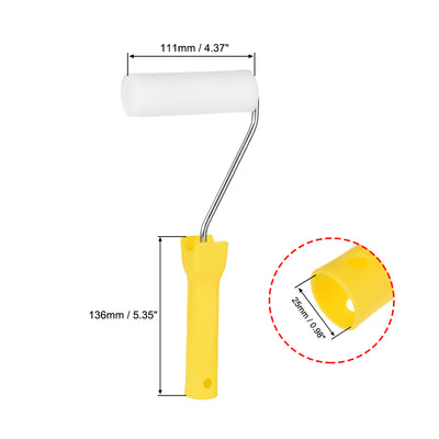 Harfington Uxcell Sponge Paint Roller Brush 4.5 Inch 111mm for Household Wall Painting Treatment with Plastic Handle