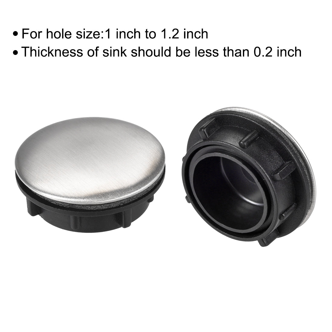 uxcell Uxcell Faucet Hole Cover for Dia 1 to 1.2 Inch, Kitchen Sink Tap Hole Cover 304 Stainless Steel, 2 Pcs