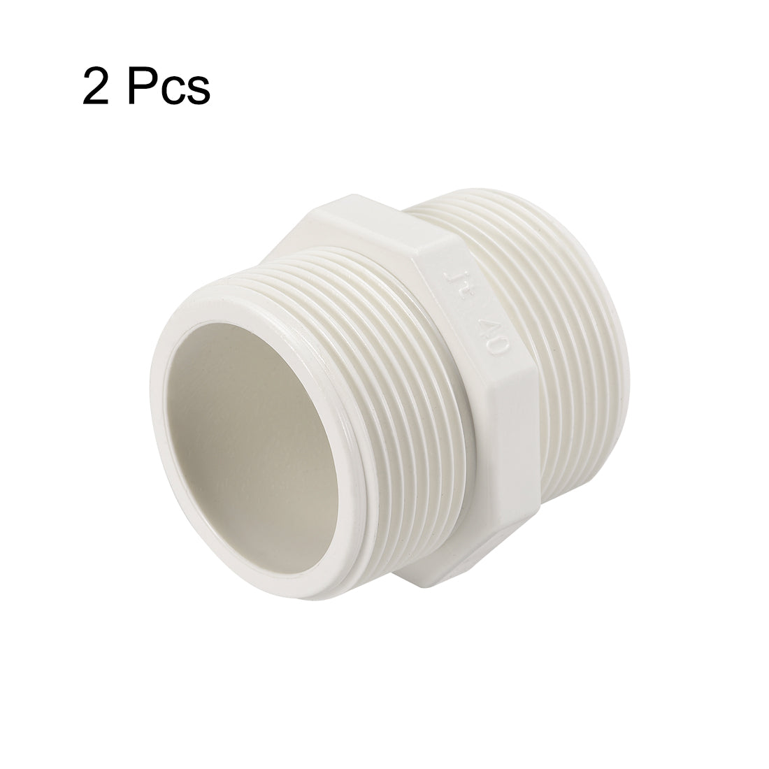 uxcell Uxcell PVC Pipe Fitting Hex Nipple G1-1/4 x G1-1/4 Male Thread Adapter Connector 2pcs