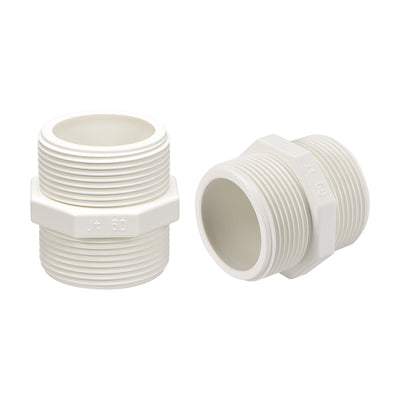 Harfington Uxcell PVC Pipe Fitting Hex Nipple G1-1/2 x G1-1/2 Male Thread Adapter Connector 2pcs