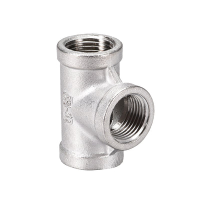Harfington Uxcell Stainless Steel 304 Cast  Pipe Fitting 1/2BSPT Female Thread Class 150 Tee Shaped Connector Coupler 2pcs