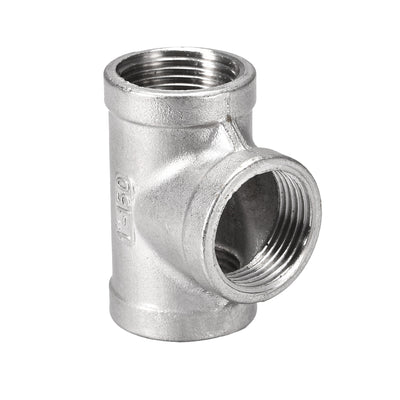 Harfington Uxcell Stainless Steel 304 Cast  Pipe Fitting 1 BSPT Female Thread Class 150 Tee Shaped Connector Coupler 2pcs