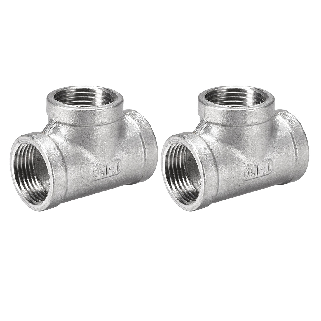 uxcell Uxcell Stainless Steel 304 Cast  Pipe Fitting 1 BSPT Female Thread Class 150 Tee Shaped Connector Coupler 2pcs