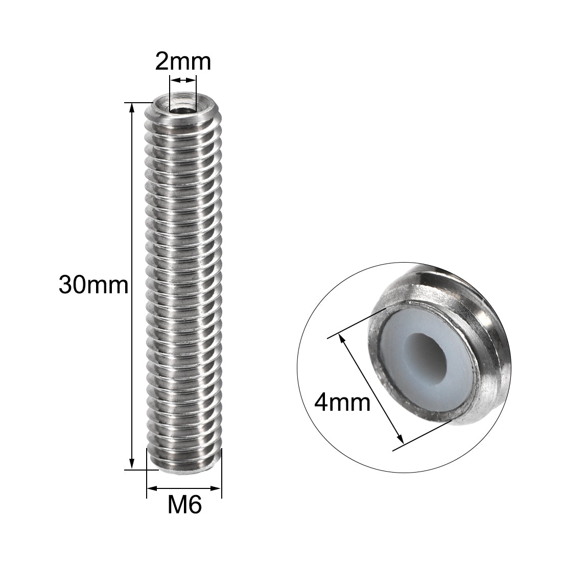 uxcell Uxcell M6x30mm Extruder 1.75mm Throat Tube for 3D Printer