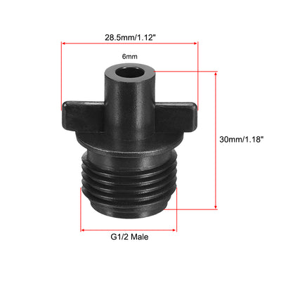 Harfington Uxcell Barb Drip Pipe Connector G1/2 Male Thread 6mm OD Hose Fitting Plastic 15pcs