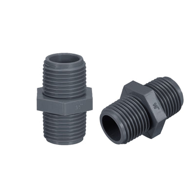 Harfington Uxcell Pipe Fittings Connector G1/2xG1/2 Male Thread Adapter Plastic Hex Connector 10pcs