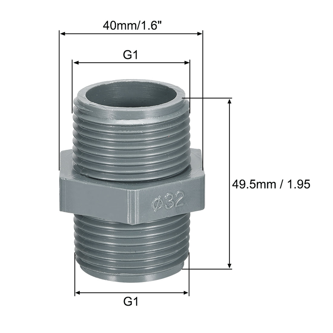 uxcell Uxcell Pipe Fittings Connector G1 x G1 Male Thread Adapter Plastic Hex Connector 5pcs