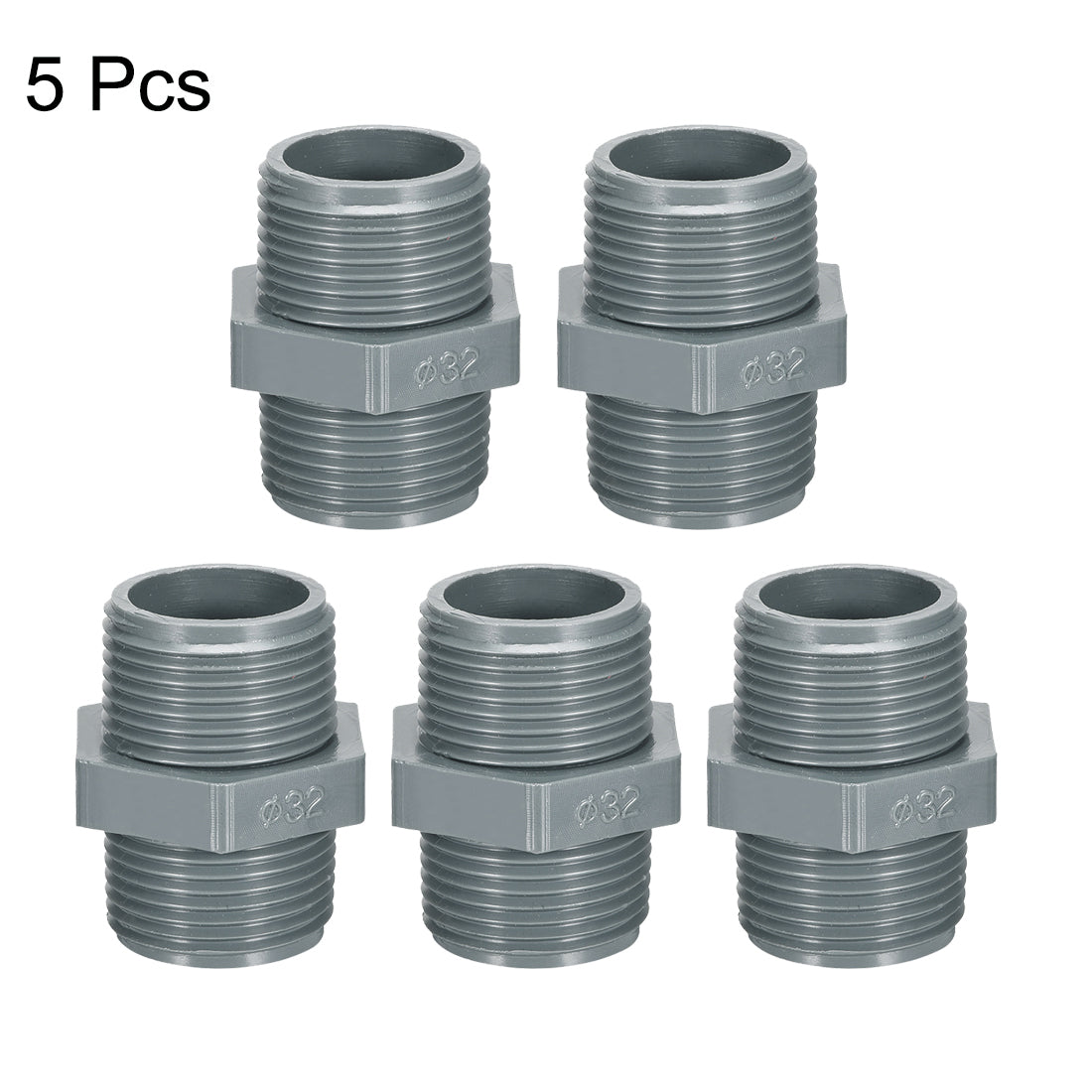 uxcell Uxcell Pipe Fittings Connector G1 x G1 Male Thread Adapter Plastic Hex Connector 5pcs