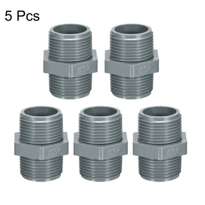 Harfington Uxcell Pipe Fittings Connector G1 x G1 Male Thread Adapter Plastic Hex Connector 5pcs