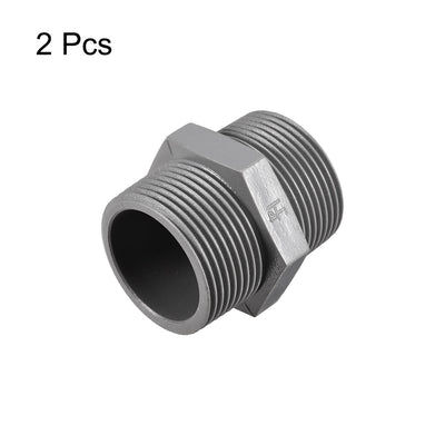 Harfington Uxcell Pipe Fittings Connector G1-1/4 x G1-1/4 Male Thread Adapter Plastic Hex Connector 2pcs