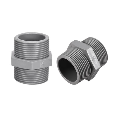 Harfington Uxcell Pipe Fittings Connector G1-1/4 x G1-1/4 Male Thread Adapter Plastic Hex Connector 2pcs