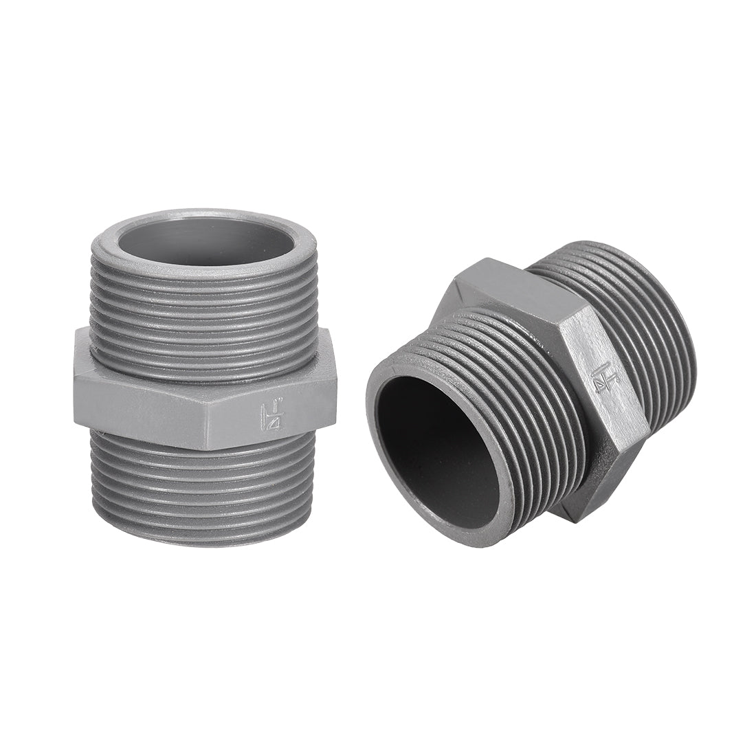uxcell Uxcell Pipe Fittings Connector G1-1/4 x G1-1/4 Male Thread Adapter Plastic Hex Connector 2pcs