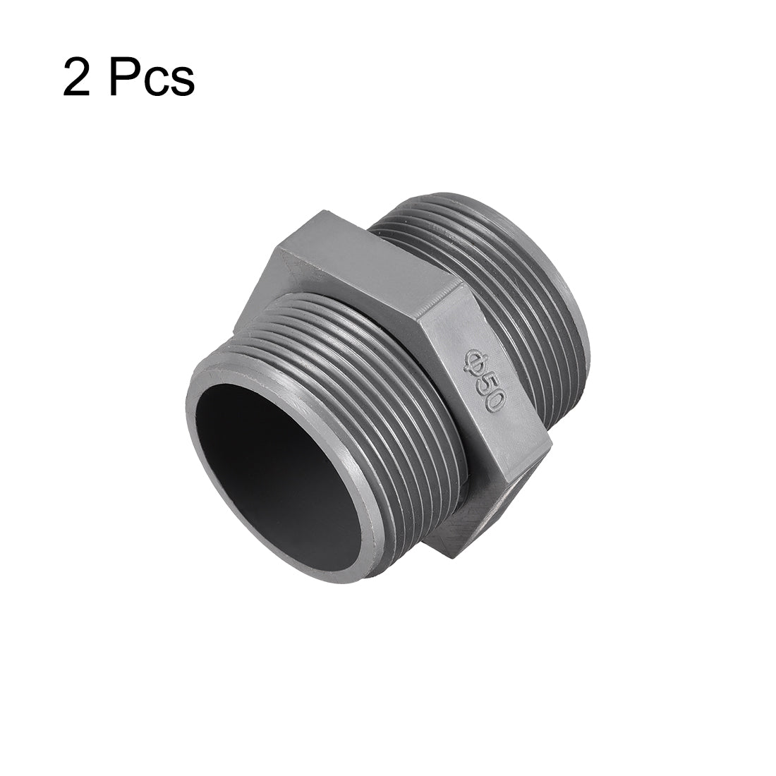 uxcell Uxcell Pipe Fittings Connector G1-1/2 Male Thread Adapter Plastic Hex Connector 2pcs