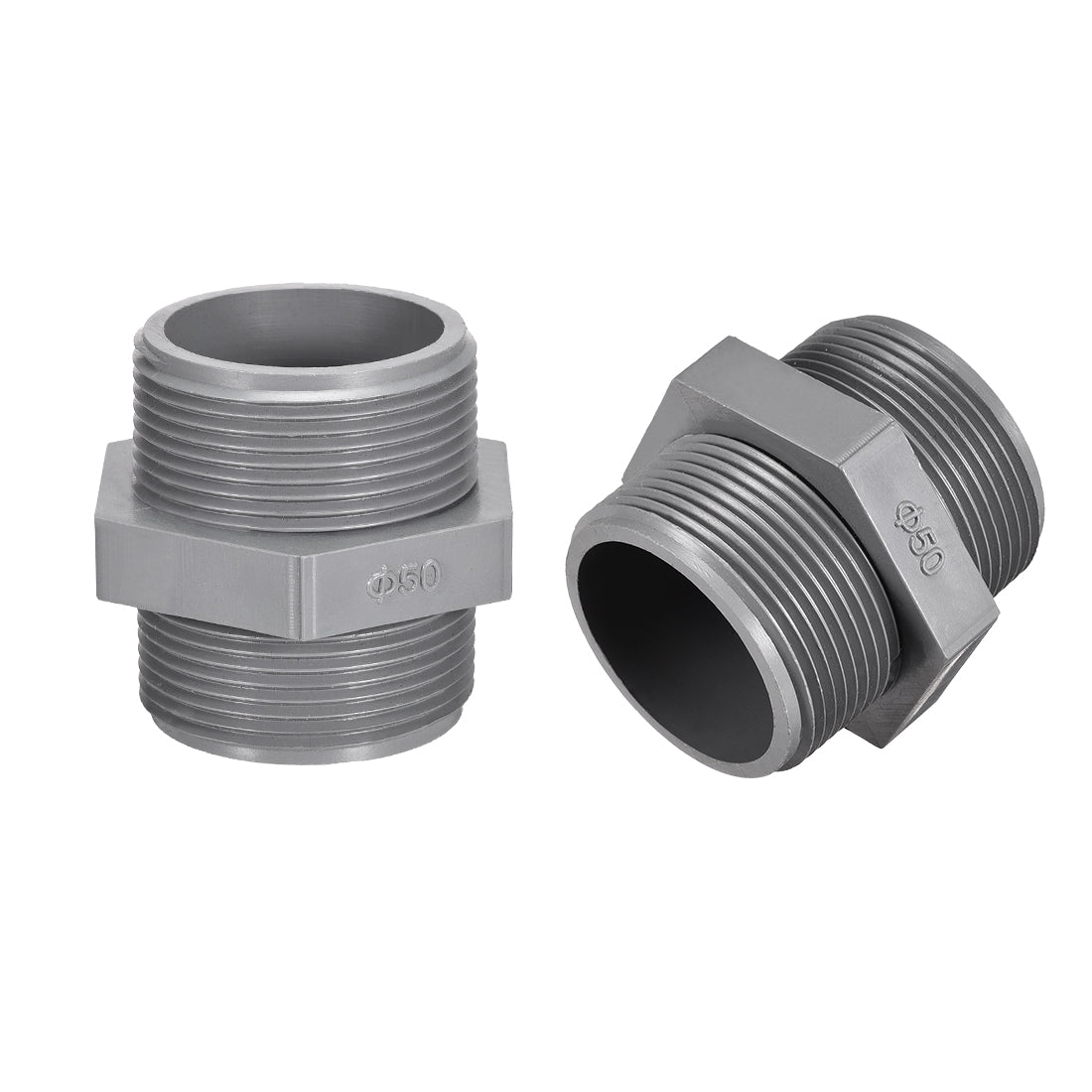 uxcell Uxcell Pipe Fittings Connector G1-1/2 Male Thread Adapter Plastic Hex Connector 2pcs