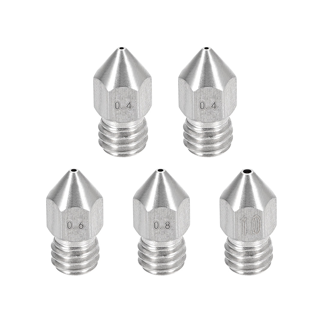 uxcell Uxcell 3D Printer Nozzle Fit for MK8,for 1.75mm Filament Stainless Steel,0.4mm - 1mm Total 5pcs