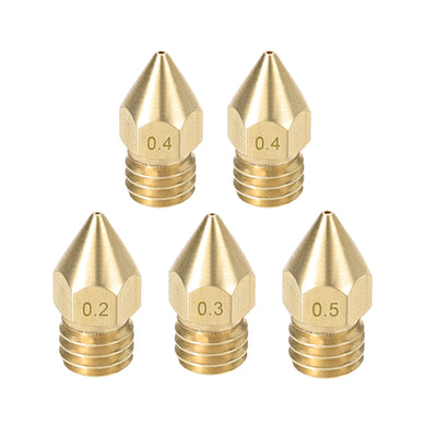 uxcell Uxcell 3D Printer Nozzle Fit for MK8,for 1.75mm Filament Brass,0.2mm - 0.5mm Total 5pcs