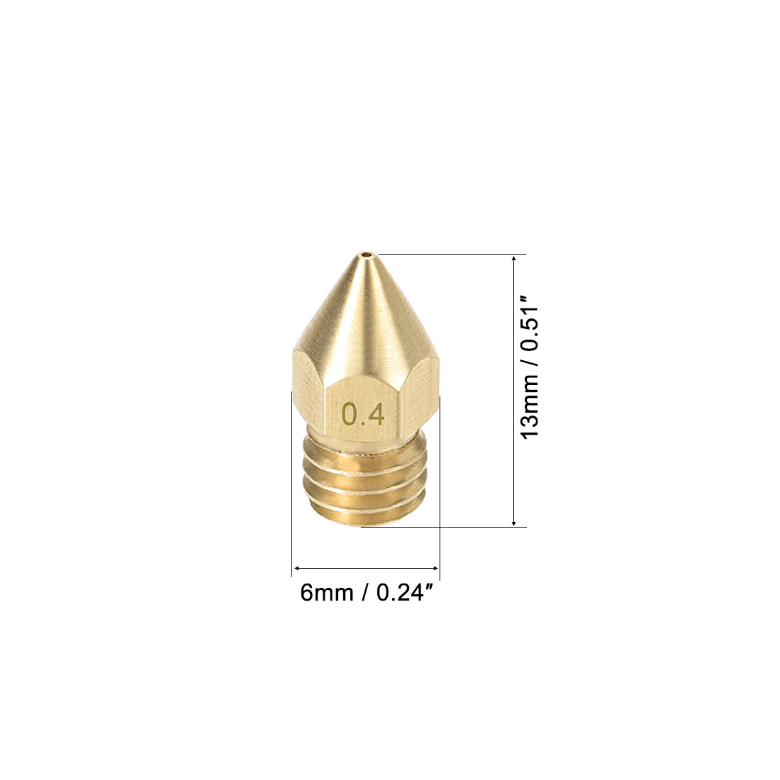 uxcell Uxcell 0.4mm 3D Printer Nozzle, Fit for MK8, for 1.75mm Filament Brass 10pcs