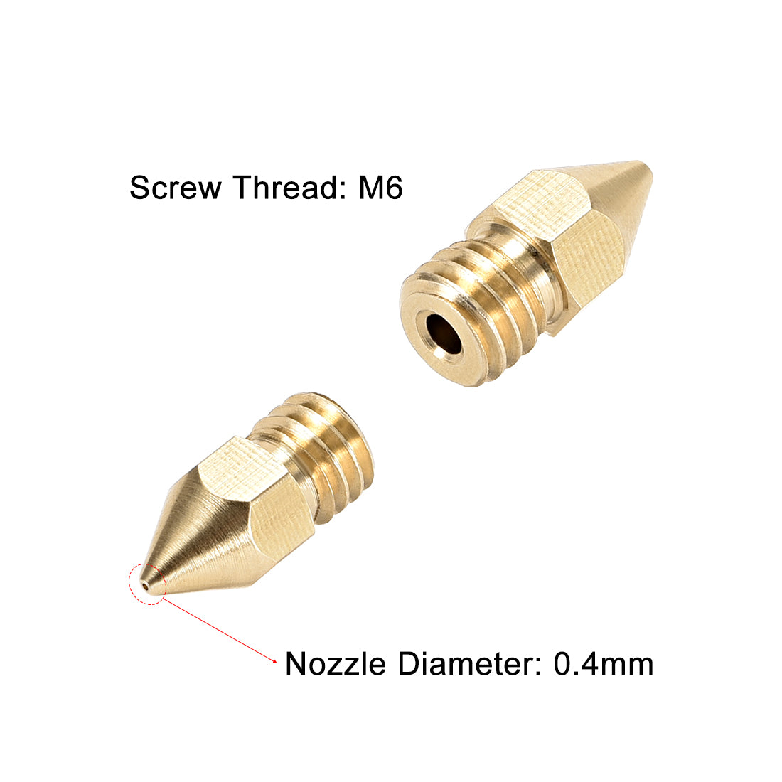 uxcell Uxcell 0.4mm 3D Printer Nozzle, Fit for MK8, for 1.75mm Filament Brass 10pcs