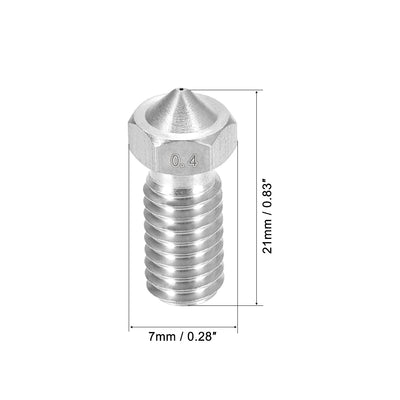 Harfington Uxcell 0.4mm 3D Printer Nozzle, Fit for V6, for 1.75mm Filament Stainless Steel pcs
