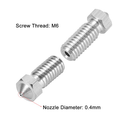Harfington Uxcell 0.4mm 3D Printer Nozzle, Fit for V6, for 1.75mm Filament Stainless Steel pcs