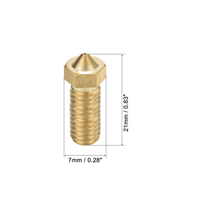 Harfington Uxcell 0.4mm 3D Printer Nozzle, Fit for V6, for 1.75mm Filament Brass 5pcs