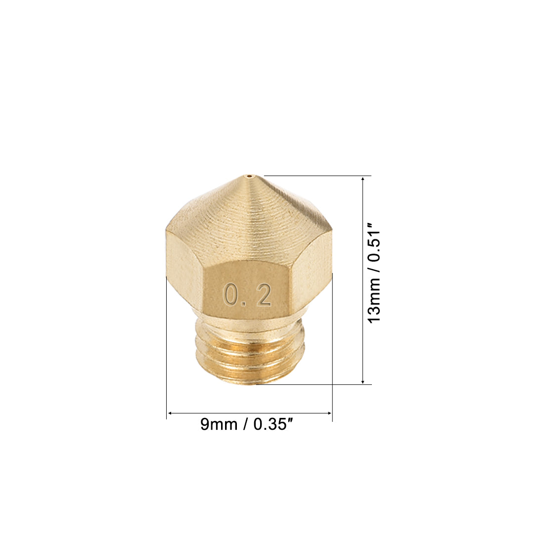 uxcell Uxcell 0.2mm 3D Printer Nozzle, Fit for MK10, for 1.75mm Filament Brass 2pcs