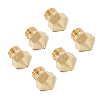 Harfington Uxcell 3D Printer Nozzle Fit for MK10,for 1.75mm Filament Brass,0.2mm - 1mm Total 12pcs