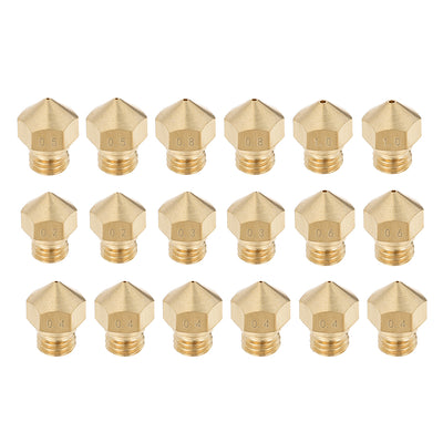uxcell Uxcell 3D Printer Nozzle Fit for MK10,for 1.75mm Filament Brass,0.2mm - 1mm Total 18pcs