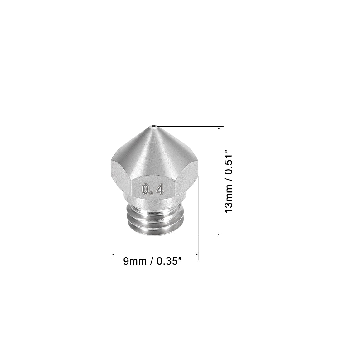 uxcell Uxcell 0.4mm 3D Printer Nozzle, Fit for MK10, for 1.75mm Filament Stainless Steel 5pcs