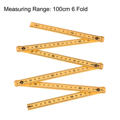 Harfington Uxcell Folding Ruler 100cm 6 Fold Metric Measuring Tool ABS for Woodworking Engineer Yellow