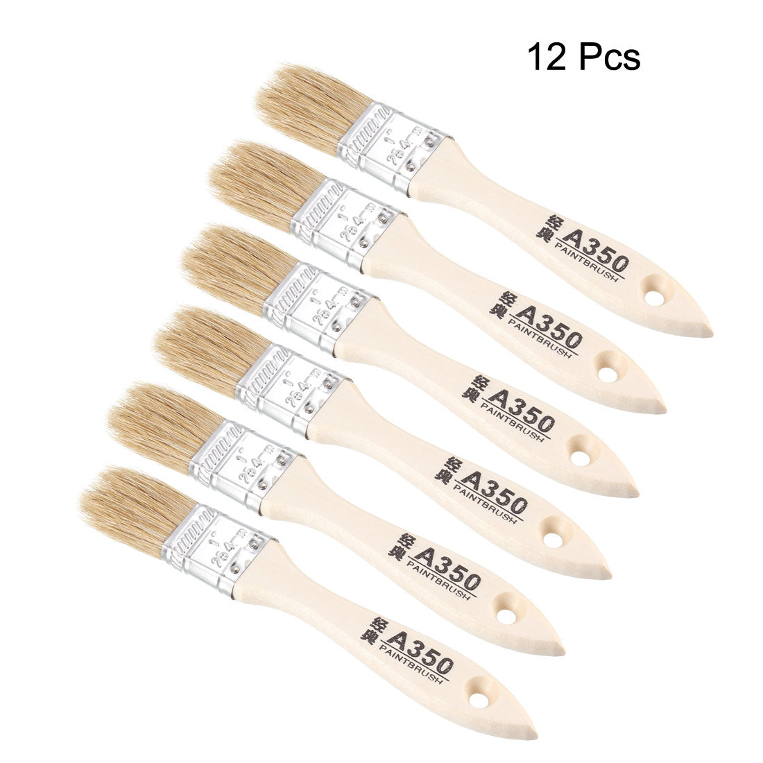 uxcell Uxcell 1 Inch Chip Paint Brush Synthetic Bristle with Wooden Handle for Wall Treatment 12pcs
