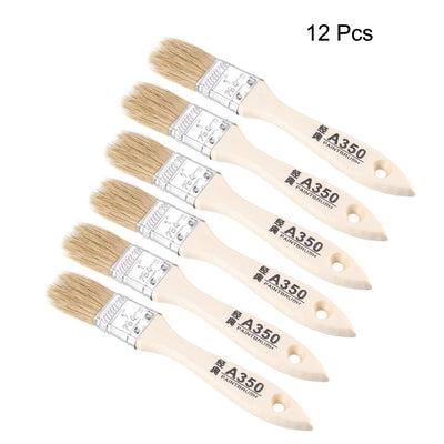 Harfington Uxcell 1 Inch Chip Paint Brush Synthetic Bristle with Wooden Handle for Wall Treatment 12pcs