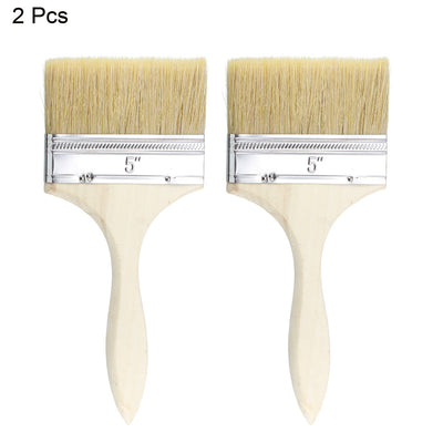 Harfington Uxcell 5 Inch Chip Paint Brush Synthetic Bristle with Wooden Grip for Wall Treatment 2pcs