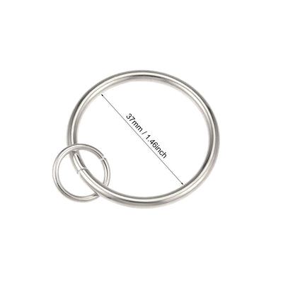 Harfington Uxcell Curtain Rings Metal 37mm Inner Dia Drapery Ring for Curtain Rods Silver Tone 28 Pcs