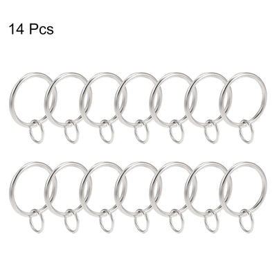 Harfington Uxcell Curtain Ring Metal 32mm Inner Dia Drapery Ring for Curtain Rods Silver Tone 14 Pcs