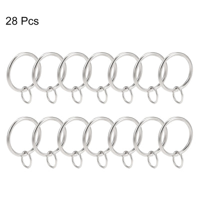 Harfington Uxcell Curtain Rings Metal 32mm Inner Dia Drapery Ring for Curtain Rods Silver Tone 28 Pcs