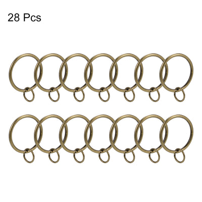 Harfington Uxcell Curtain Rings Metal 37mm Inner Dia Drapery Ring for Curtain Rods Bronze 28 Pcs