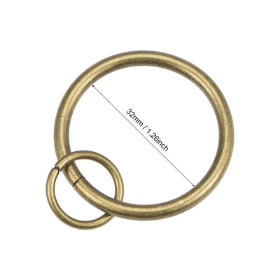 Harfington Uxcell Curtain Ring Metal 32mm Inner Dia Drapery Ring for Curtain Rods Bronze 7 Pcs