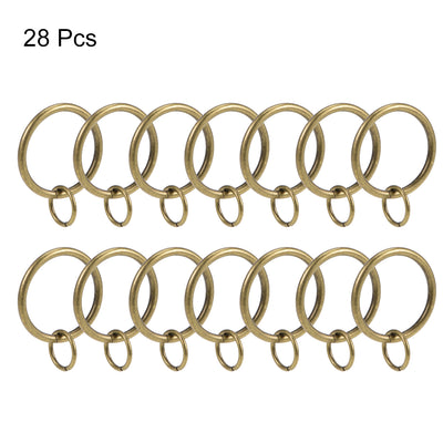 Harfington Uxcell Curtain Rings Metal 32mm Inner Dia Drapery Ring for Curtain Rods Bronze 28 Pcs