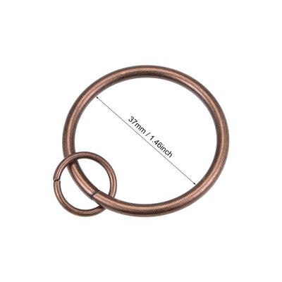 Harfington Uxcell Curtain Ring Metal 37mm Inner Dia Drapery Ring for Curtain Rods Copper 7 Pcs