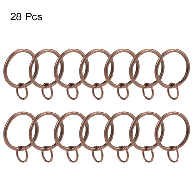 Harfington Uxcell Curtain Ring Metal 32mm Inner Dia Drapery Ring for Curtain Rods Copper 28 Pcs