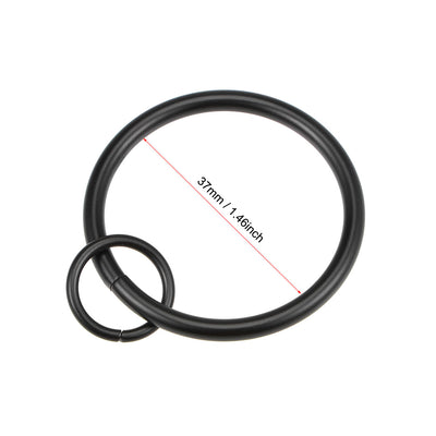 Harfington Uxcell Curtain Ring Metal 37mm Inner Dia Drapery Ring for Curtain Rods Black 14 Pcs